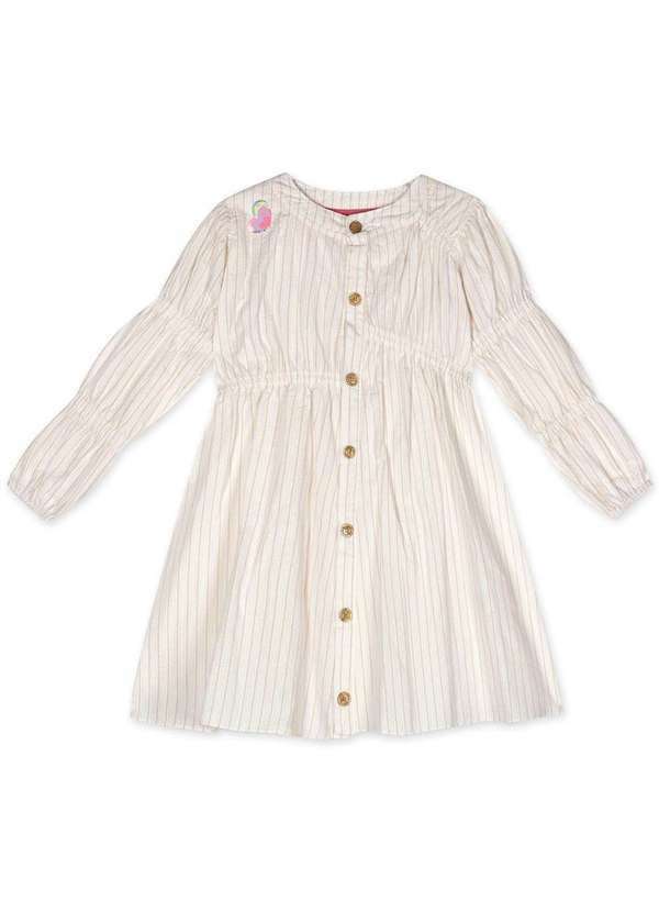 Lilica Ripilica - Vestido Manga Longa Infantil Feminino Lilica Ripilica Bege