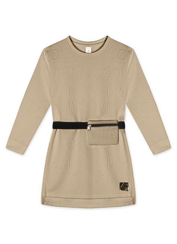 Marisol - Vestido Manga Longa Infantil Feminino Marisol Bege