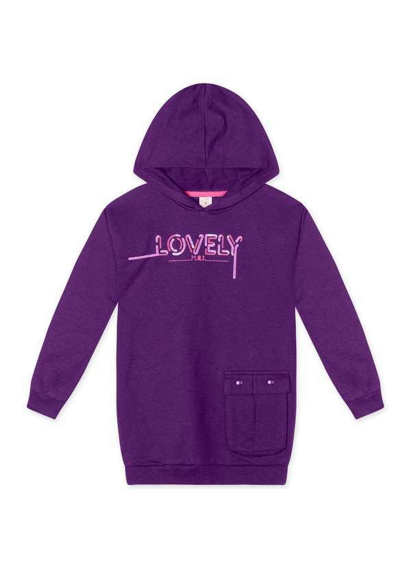Marisol - Vestido Manga Longa Moletom Infantil Feminino Marisol Roxo