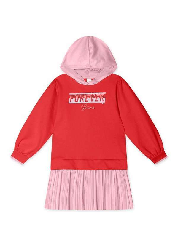 Marisol - Vestido Manga Longa Moletom Infantil Feminino Marisol Vermelho