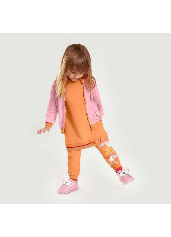 Lilica - Vestido Moletom Bebe Manga Longa Lilica Laranja