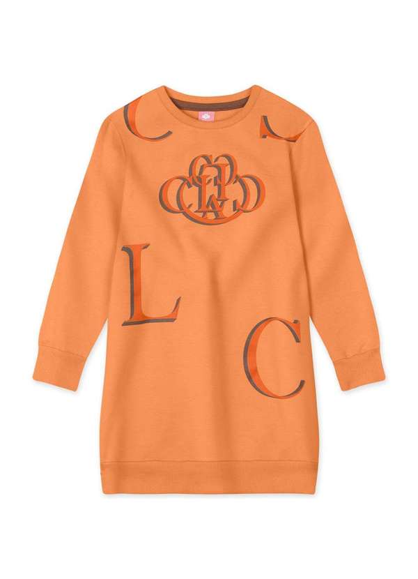 Lilica - Vestido Moletom Infantil Manga Longa Lilica Laranja