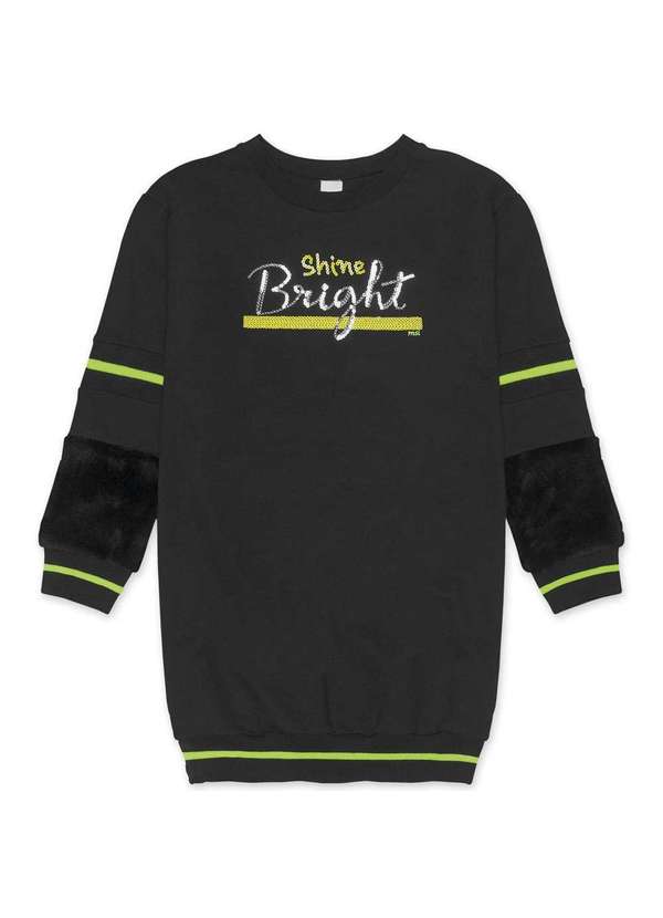 Marisol - Vestido Moletom Infantil Menina Manga Longa Marisol Preto