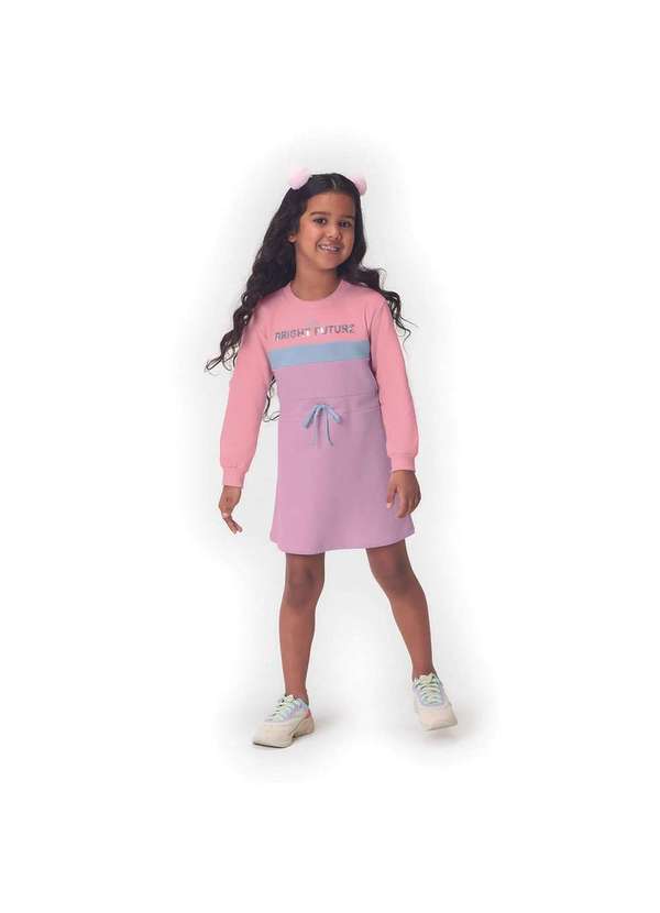 Marisol - Vestido Moletom Infantil Menina Manga Longa Marisol Rosa