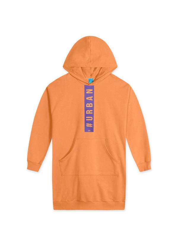 Hapier - Vestido Moletom Juvenil Menina Manga Longa Hapier Laranja