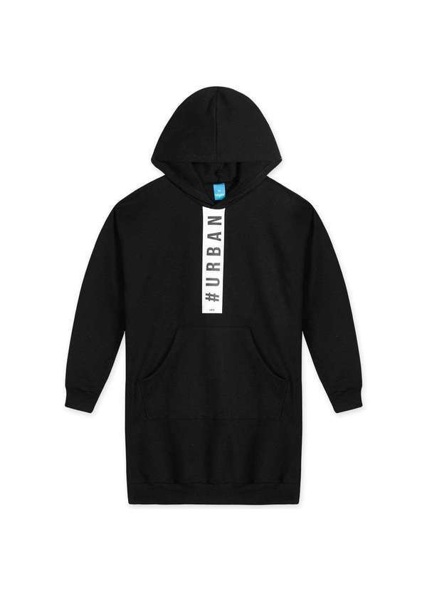 Hapier - Vestido Moletom Juvenil Menina Manga Longa Hapier Preto