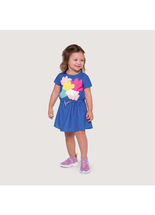 Lilica Ripilica - Vestido Poa Manga Curta Bebe Feminino Lilica Azul 3