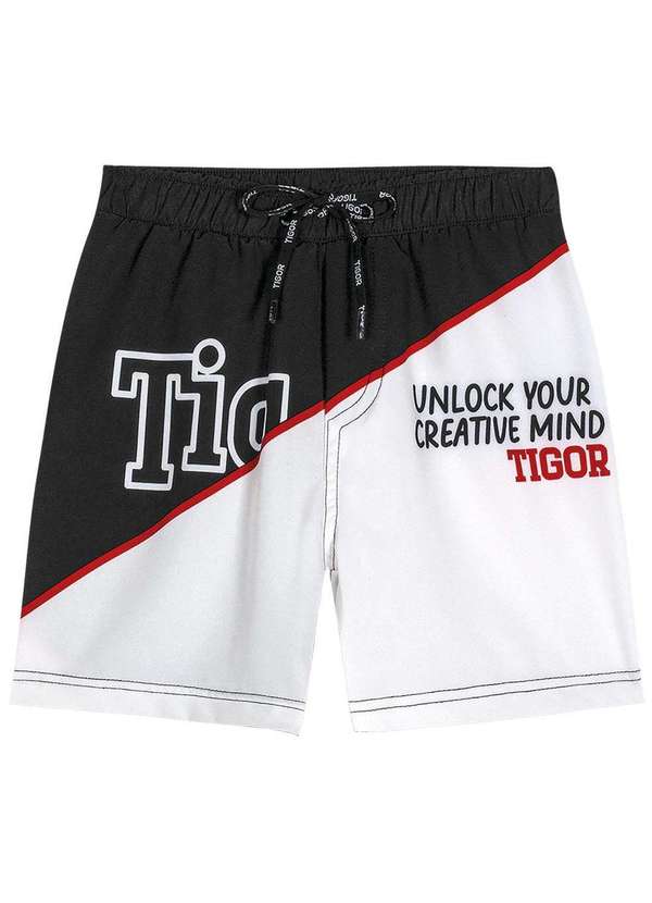 Tigor T Tigre - Bermuda Bicolor Infantil Masculina Tigor Preto