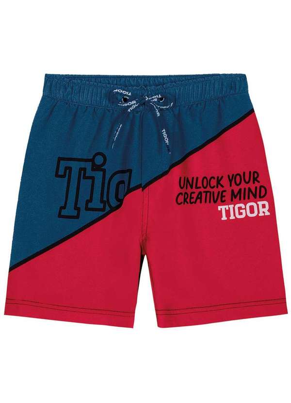 Tigor T Tigre - Bermuda Bicolor Infantil Masculina Tigor Azul