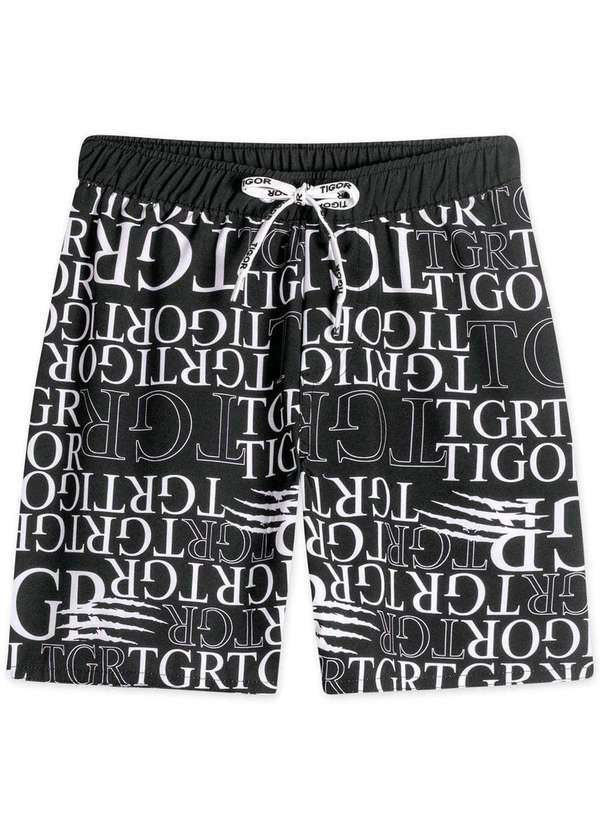 Tigor T Tigre - Bermuda Infantil Masculina Tigor Preto