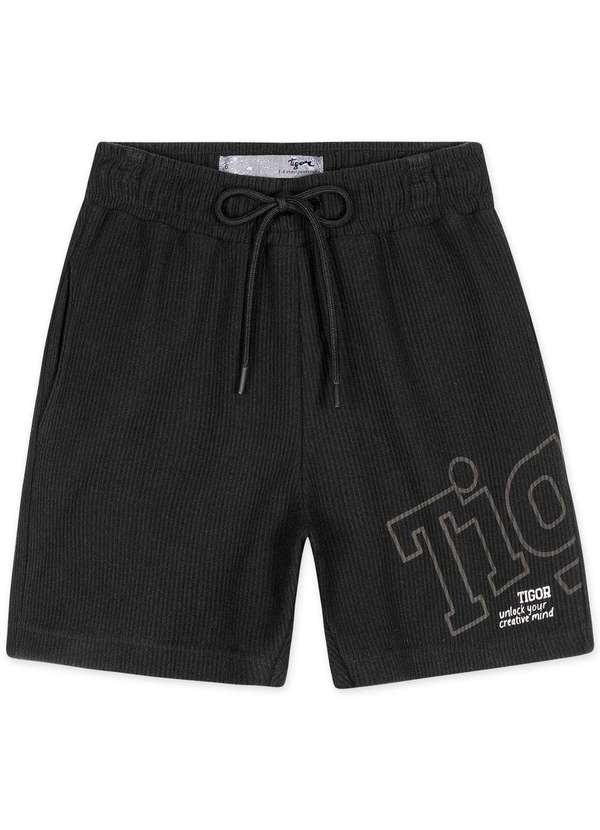 Tigor T Tigre - Bermuda Infantil Masculina Tigor Preto