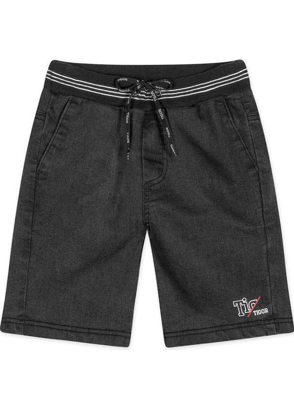 Tigor T Tigre - Bermuda Jeans Infantil Masculina Tigor Preto