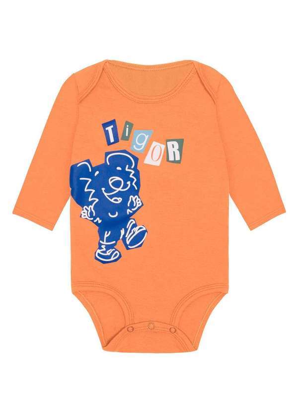 Tigor T Tigre - Body Bebe Menino Manga Longa Antiviral Tigor Laranja