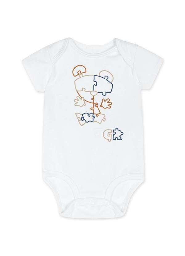 Tigor T Tigre - Body Manga Curta Antiviral Bebe Masculino Tigor Branco