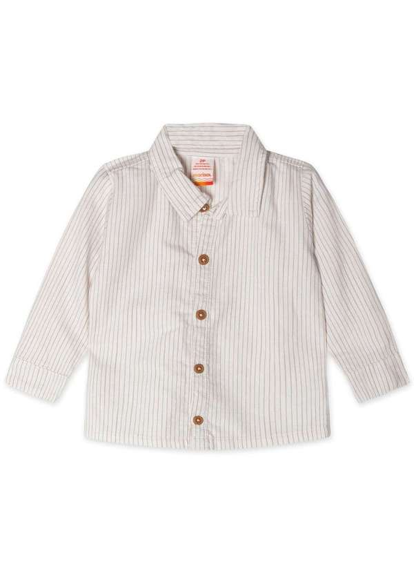 Marisol - Camisa Listrada Manga Longa Infantil Masculina Marisol Bege