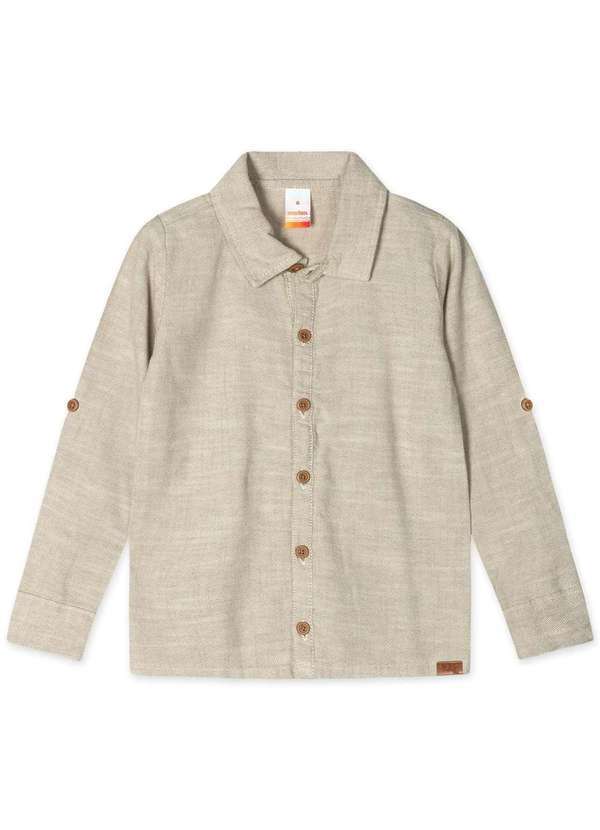 Marisol - Camisa Manga Longa Linho Infantil Masculina Marisol Bege 2