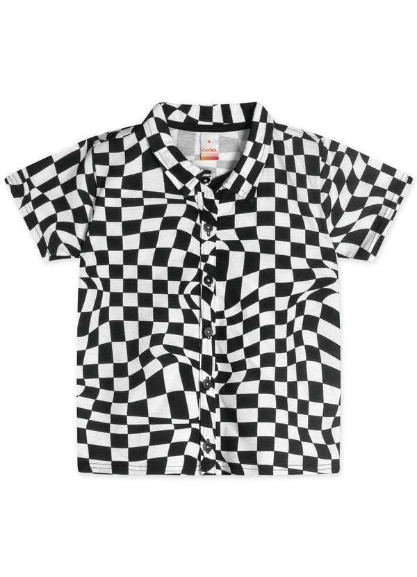 Marisol - Camisa Xadrez Manga Curta Infantil Masculina Marisol Preto