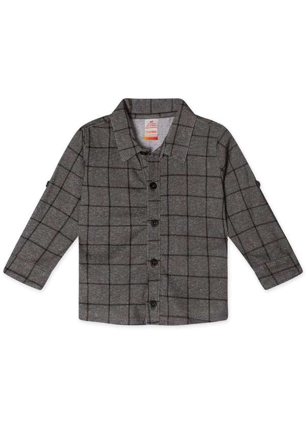 Marisol - Camisa Xadrez Manga Longa Infantil Masculina Marisol Cinza