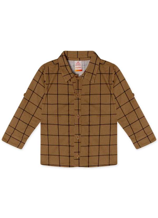 Marisol - Camisa Xadrez Manga Longa Infantil Masculina Marisol Marrom