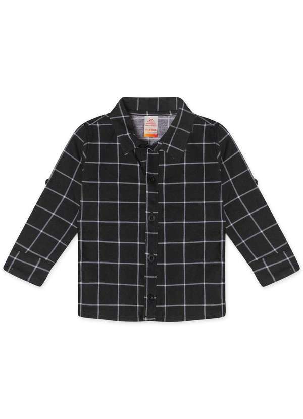 Marisol - Camisa Xadrez Manga Longa Infantil Masculina Marisol Preto