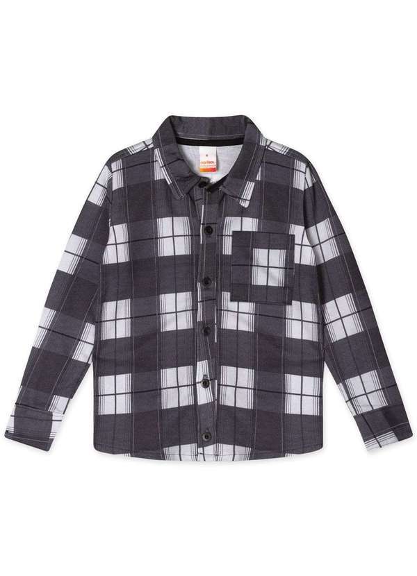 Marisol - Camisa Xadrez Manga Longa Moletom Infantil Masculina Marisol Preto