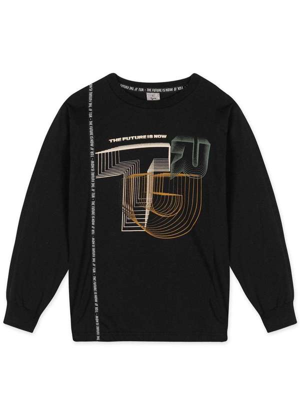 Tigor T Tigre - Camiseta Infantil Menino Manga Longa Tigor Preto