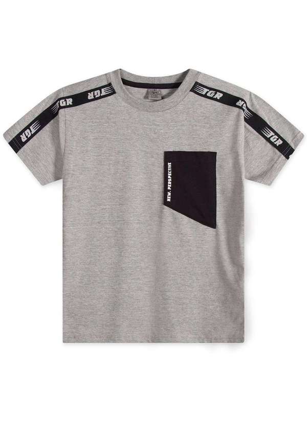 Tigor - Camiseta Infantil Manga Curta Tigor Cinza