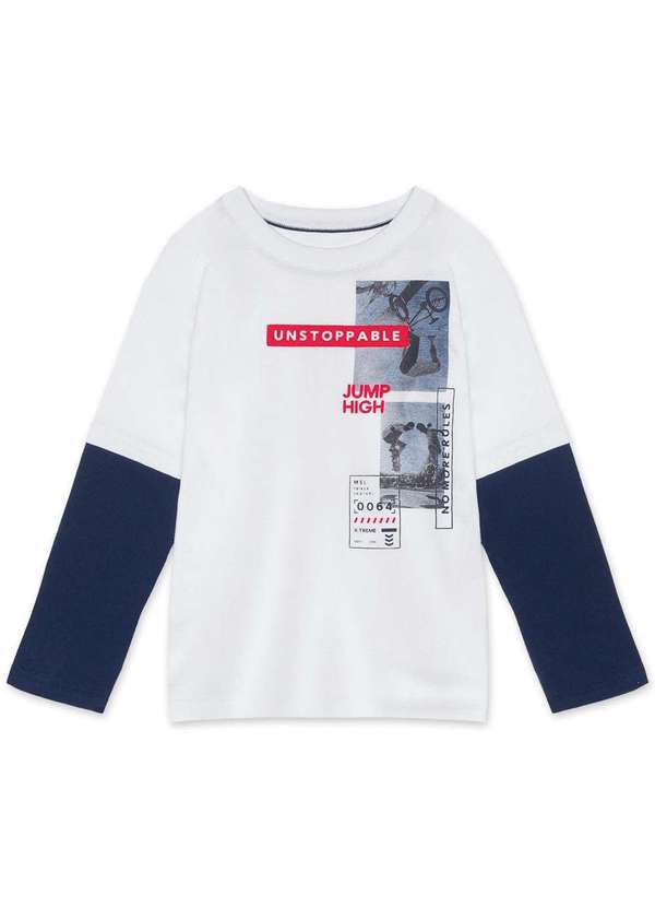 Marisol - Camiseta Infantil Menino Manga Longa Marisol Branco 1