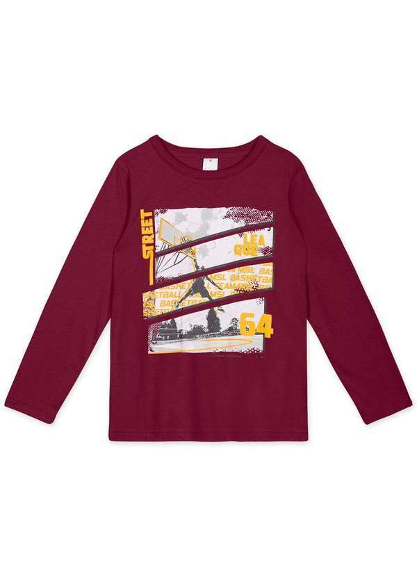 Marisol Play - Camiseta Infantil Menino Manga Longa Marisol Play Vermelho