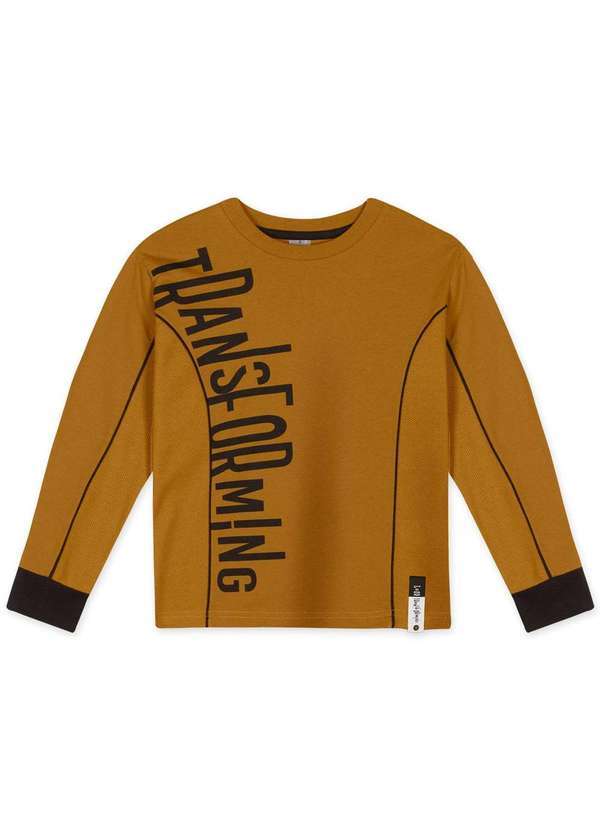Tigor T Tigre - Camiseta Infantil Menino Piquet Manga Longa Tigor Marrom