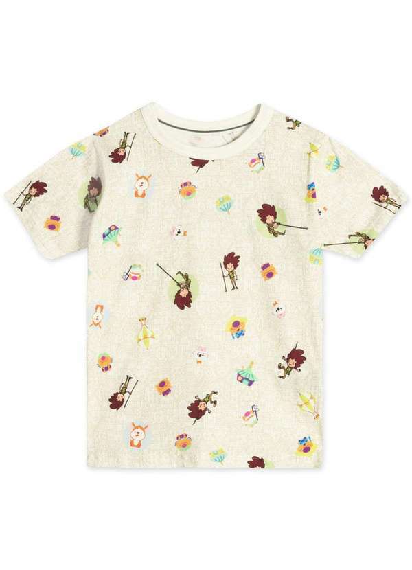 Mundo Ripilica - Camiseta Infantil Unissex Manga Curta Mundo Ripilica Bege