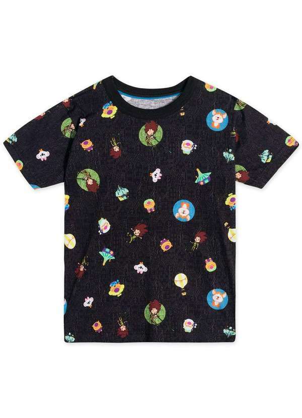 Mundo Ripilica - Camiseta Infantil Unissex Manga Curta Mundo Ripilica Preto