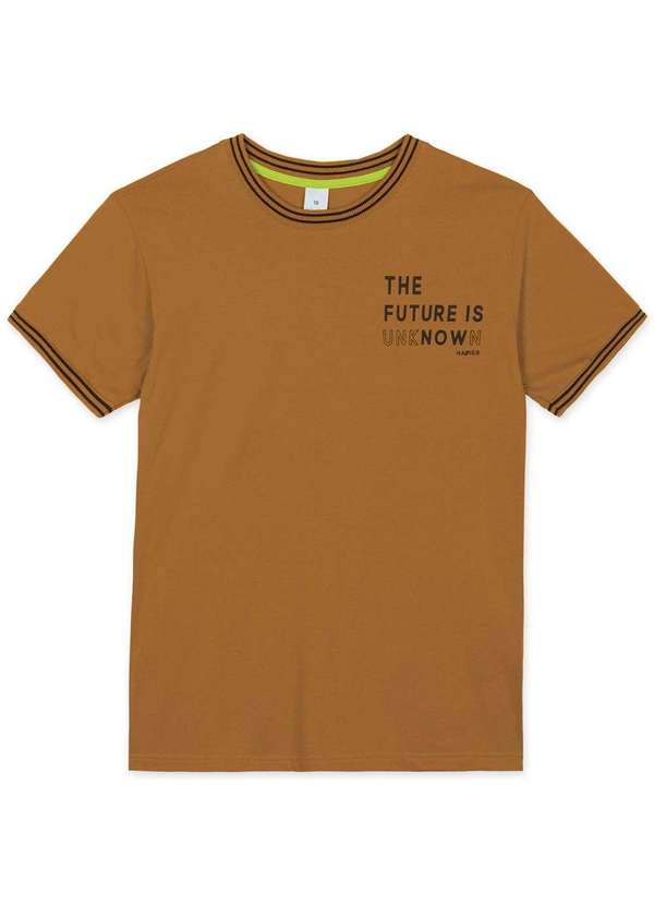 Hapier - Camiseta Juvenil Menino Manga Curta Hapier Marrom