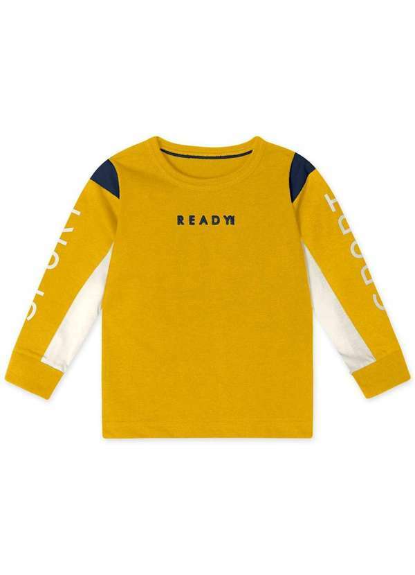 Marisol - Camiseta Manga Longa Infantil Masculina Marisol Amarelo