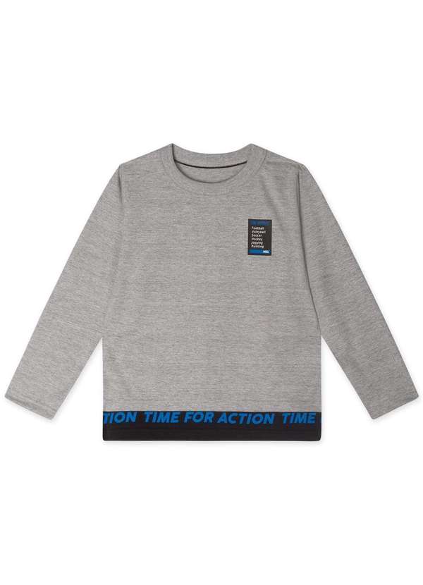 Marisol - Camiseta Manga Longa Infantil Masculina Marisol Cinza