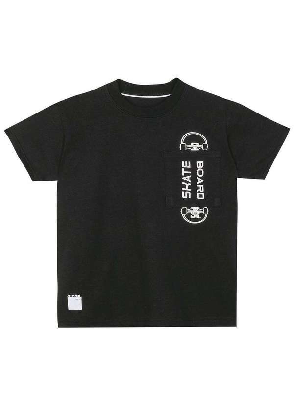 Marisol - Camiseta Skate Manga Curta Infantil Masculina Marisol Preto