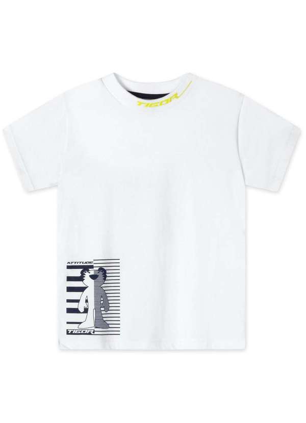 Tigor T Tigre - Camiseta Manga Curta Infantil Masculina Tigor T. Tigre Branco
