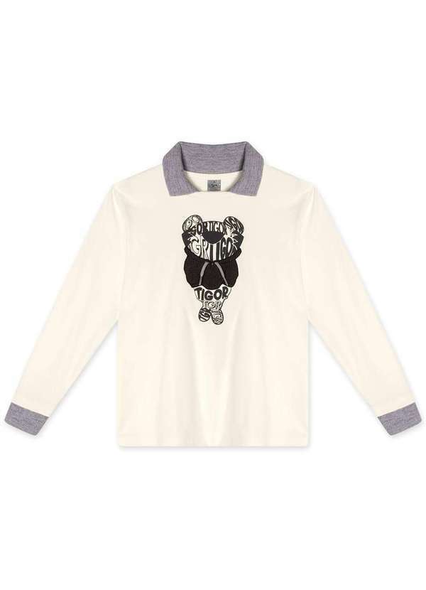 Tigor T Tigre - Camiseta Manga Longa Infantil Masculino Tigor T. Tigre Bege