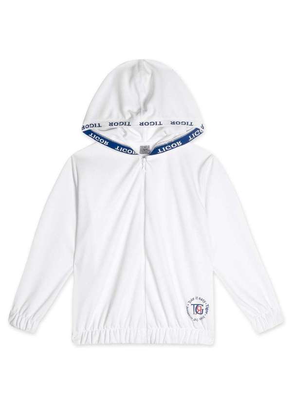 Tigor T Tigre - Jaqueta Manga Longa com Capuz Infantil Masculina Tigor Branco