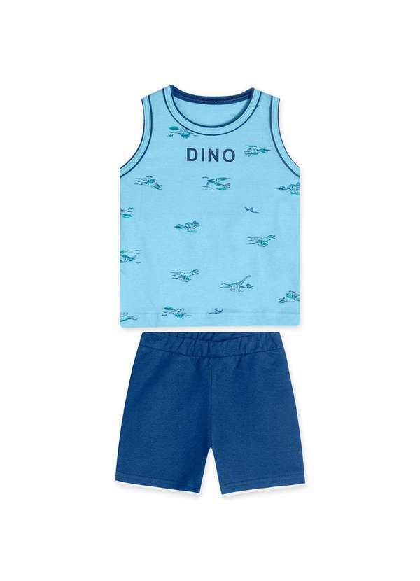 Marisol - Conjunto Curto Dinossauro Moletom Infantil Masculino Marisol Azul