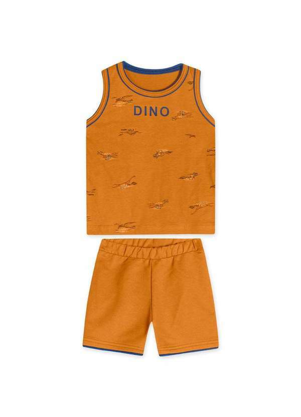 Marisol - Conjunto Curto Dinossauro Moletom Infantil Masculino Marisol Marrom