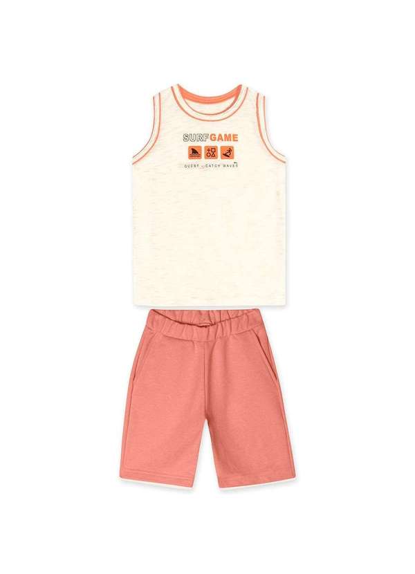 Marisol - Conjunto Curto Moletom Infantil Masculino Marisol Bege