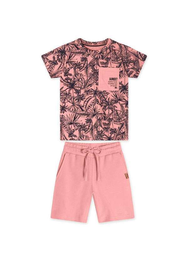 Marisol - Conjunto Curto Moletom Infantil Masculino Marisol Rosa