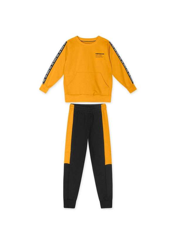 Marisol - Conjunto Longo Moletom Infantil Masculino Marisol Amarelo