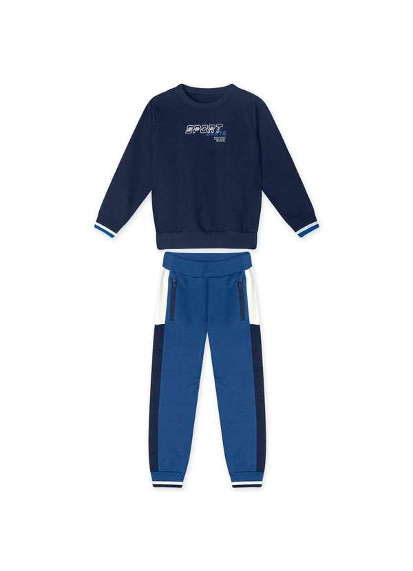 Marisol - Conjunto Longo Moletom Infantil Masculino Marisol Azul