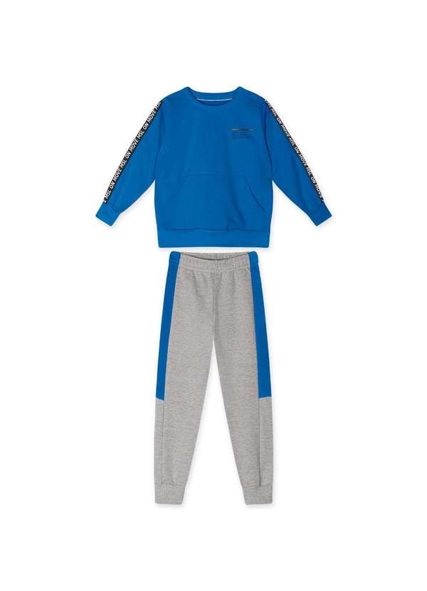 Marisol - Conjunto Longo Moletom Infantil Masculino Marisol Azul