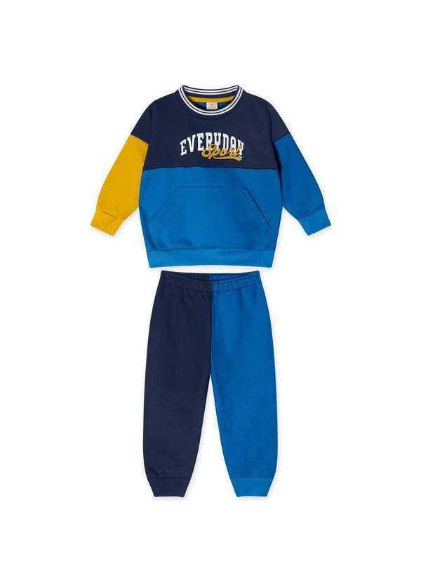 Marisol - Conjunto Longo Moletom Infantil Masculino Marisol Azul
