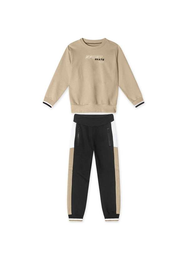 Marisol - Conjunto Longo Moletom Infantil Masculino Marisol Bege