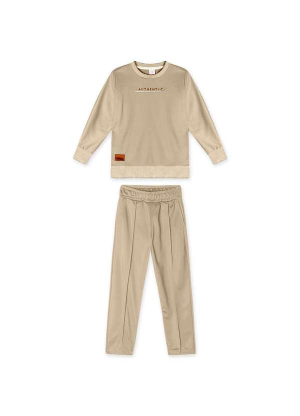 Marisol - Conjunto Longo Moletom Infantil Masculino Marisol Bege