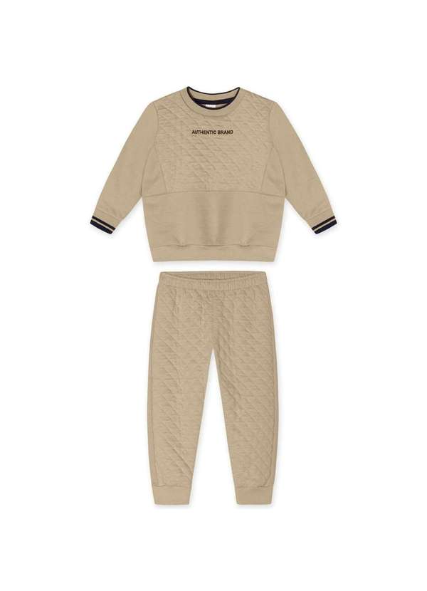 Marisol - Conjunto Longo Moletom Infantil Masculino Marisol Bege
